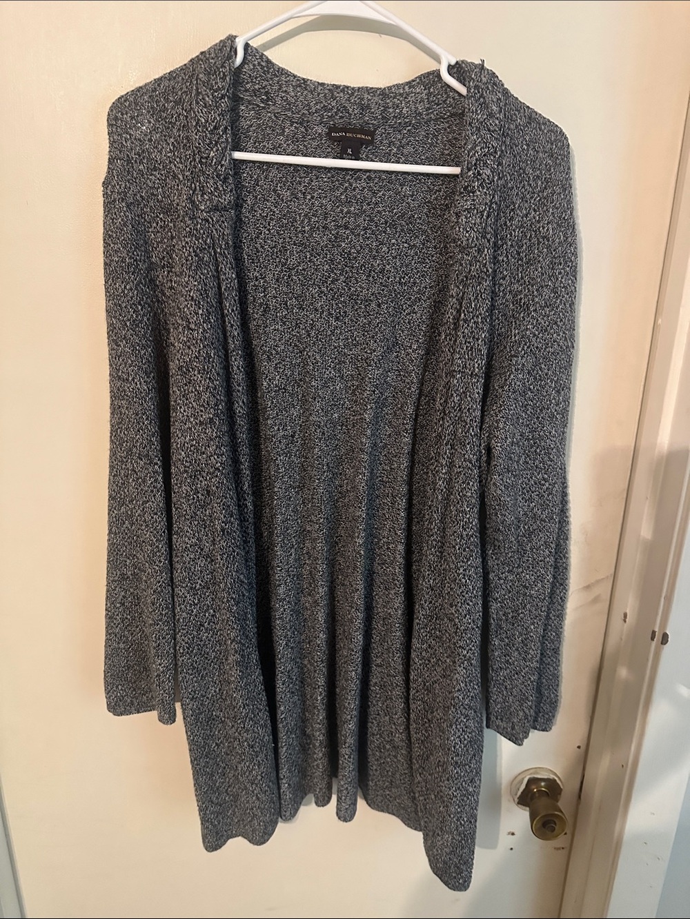 Dana Buchman Marled Charcoal Open-Front Cardigan